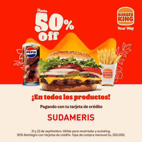50% REINTEGRO EN BURGER KING